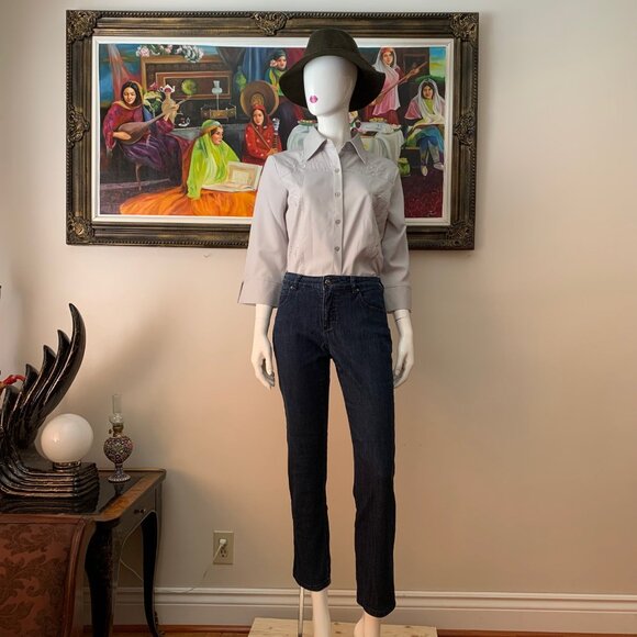 Simon Chang Denim Women’s Straight Leg Zip Closure Jeans Pants - Picture 2 of 9